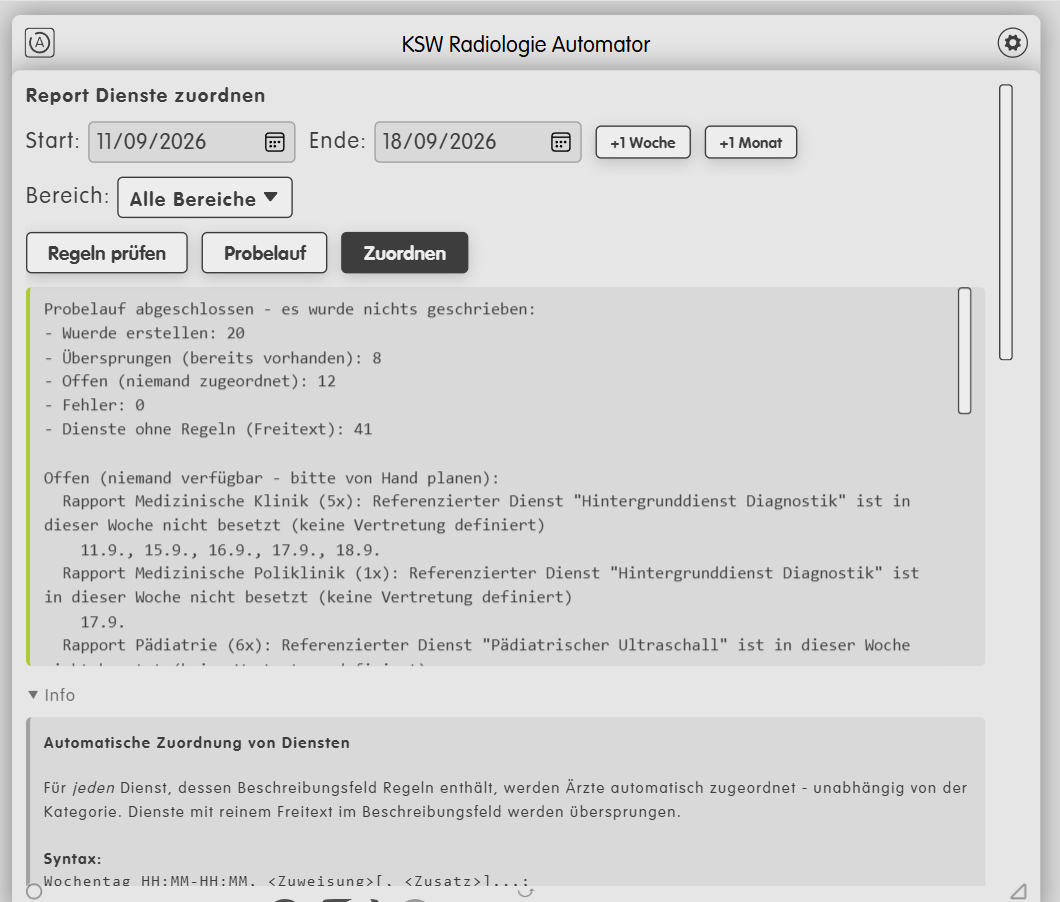 Der Planisy Automator teilt Rapportdienste automatisch nach den eigenen Regeln der Klinik zu